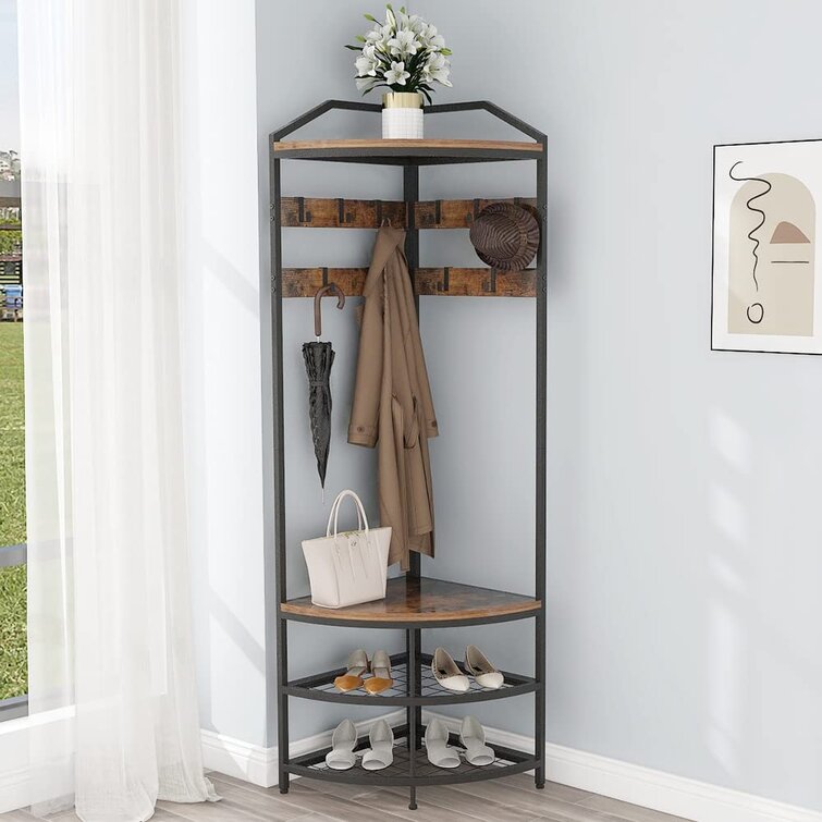 Free standing coat discount rack with shoe storage